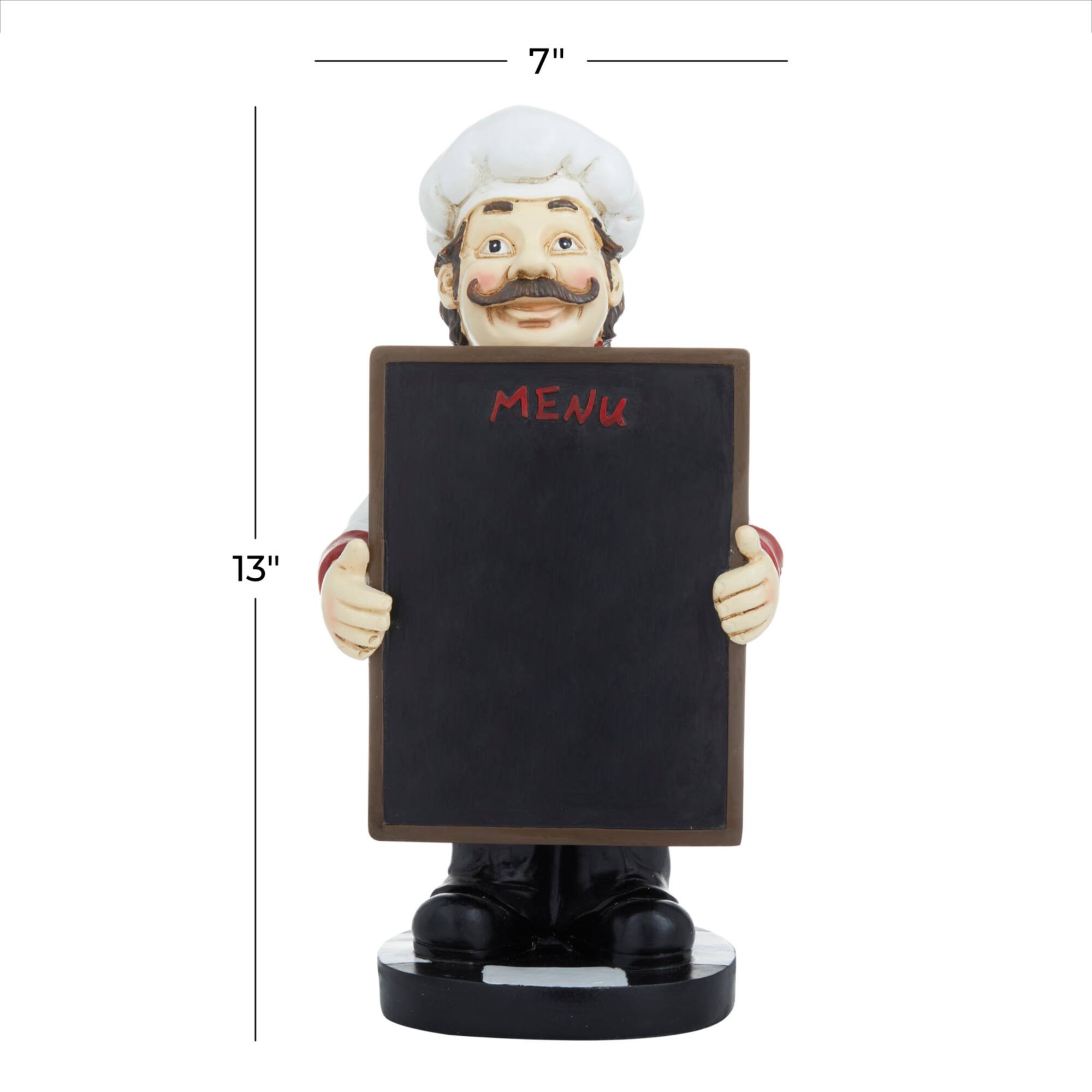 13" Polystone Chef with Black Chalkboard Sign